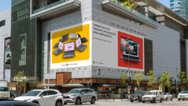 An out-of-home advertisement for Google Chromebooks Plus. 