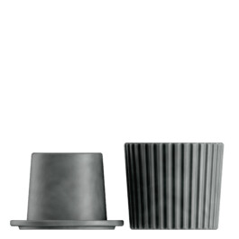 An orthographic view of the Matty Matheson ceramic butter crock. 